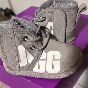 UGG Baby Gray Suede Lace-Up Booties